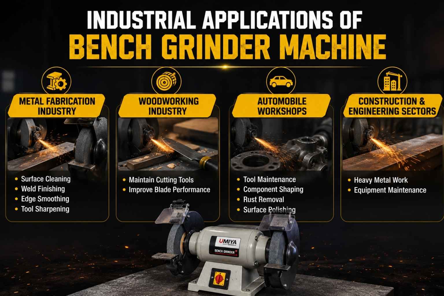 Industrial Applications of Bench Grinder Machine