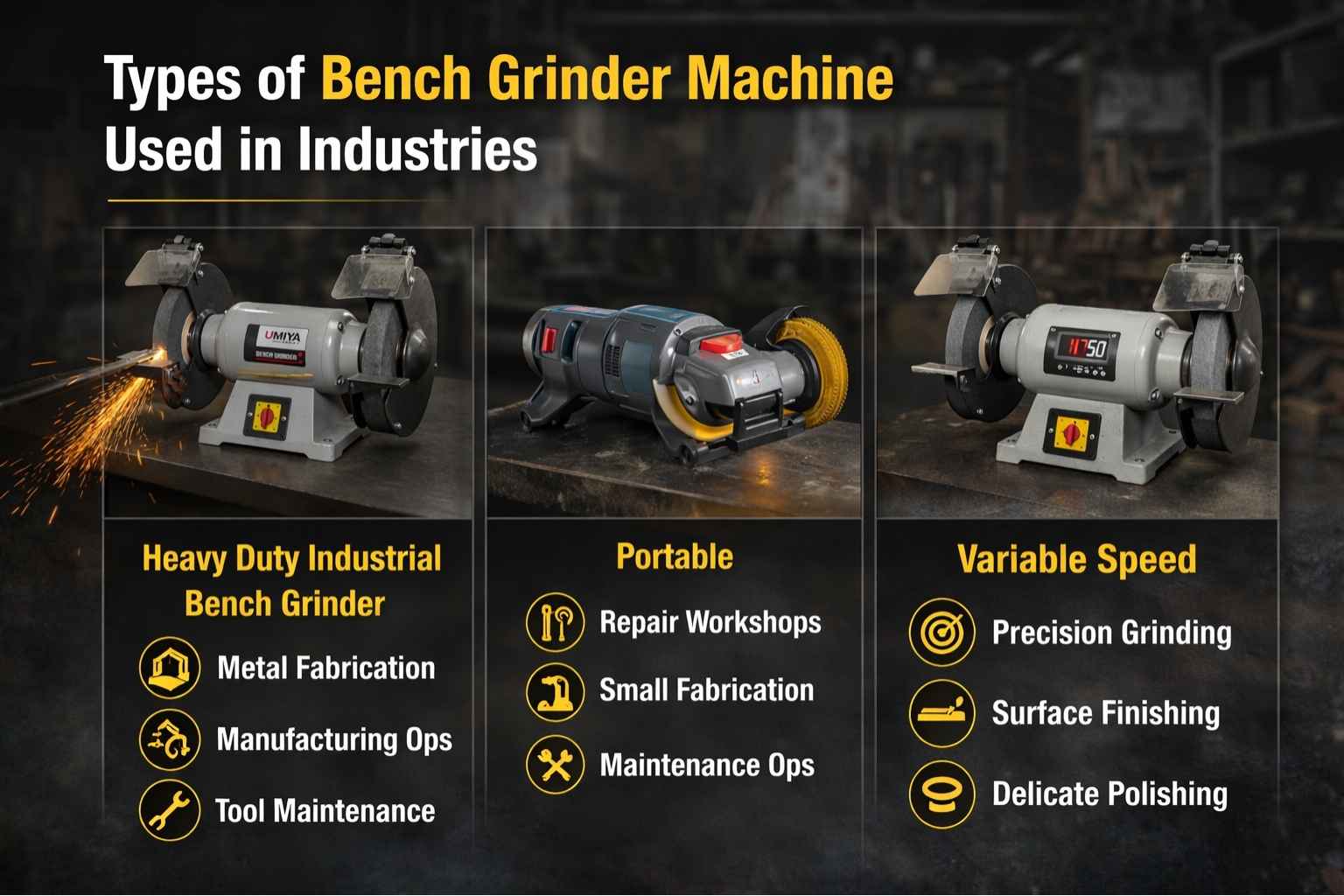 Types of Bench Grinder Machine Used in Industries